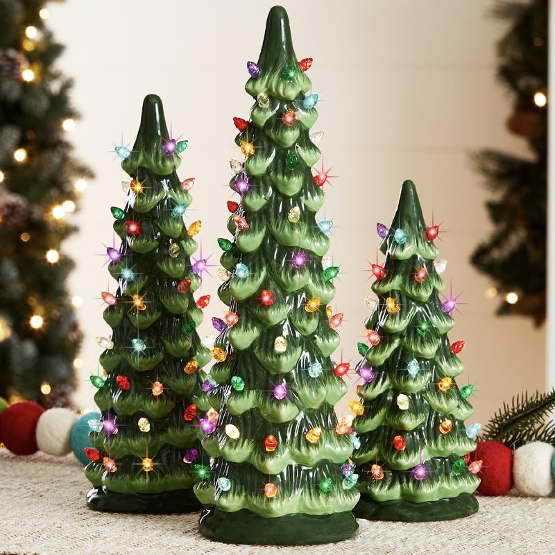 Evoria™ Hand-Painted Ceramic Christmas Tree Trio