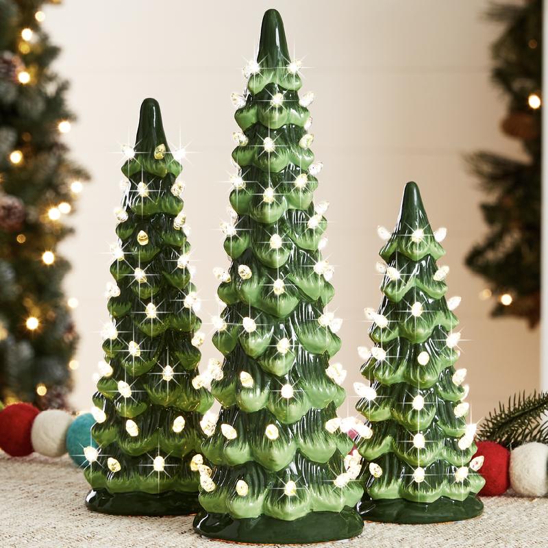 Evoria™ Hand-Painted Ceramic Christmas Tree Trio