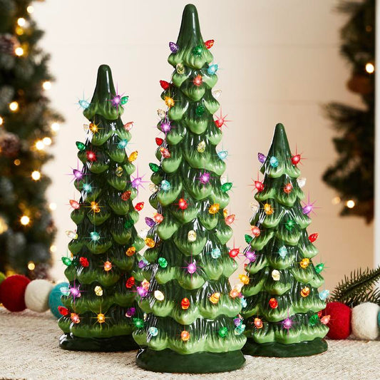 Evoria™ Hand-Painted Ceramic Christmas Tree Trio